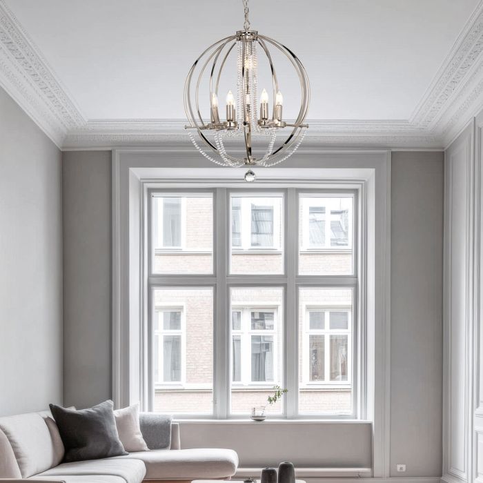 Cassie 7 Light Chandelier - Polished Nickel Plated