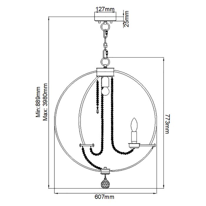 Cassie 7 Light Chandelier - Polished Nickel Plated