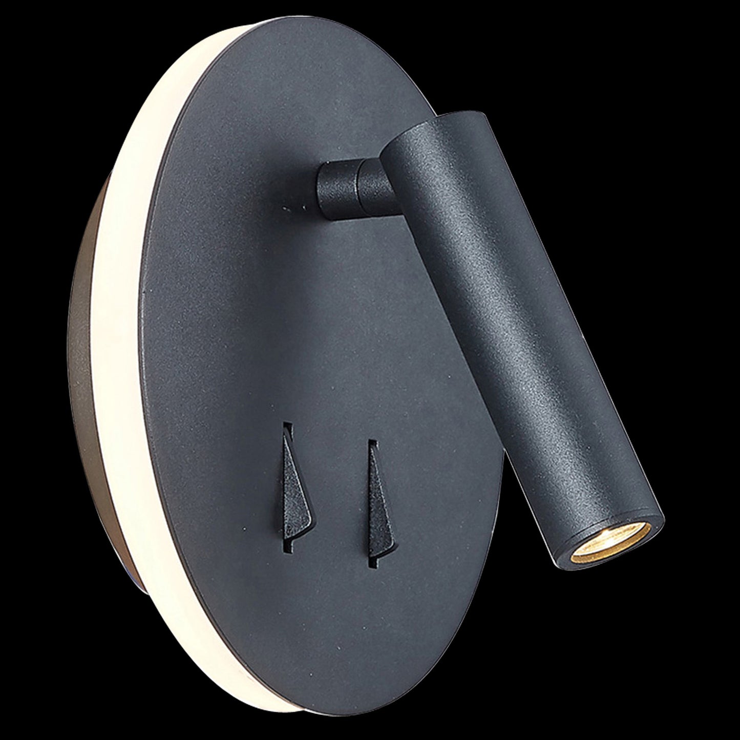 Cayman Round Wall + Reading Light, 6W + 3W LED, 3000K, 620lm Total, Individually Switched, Sand Black, 3yrs Warranty by Mantra