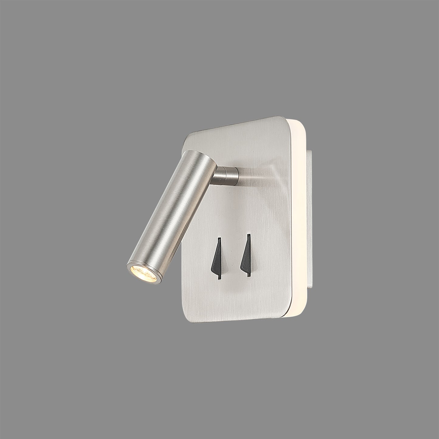 Cayman Square Wall + Reading Light, 6W + 3W LED, 3000K, 620lm Total, Individually Switched, Satin Nickel, 3yrs Warranty by Mantra