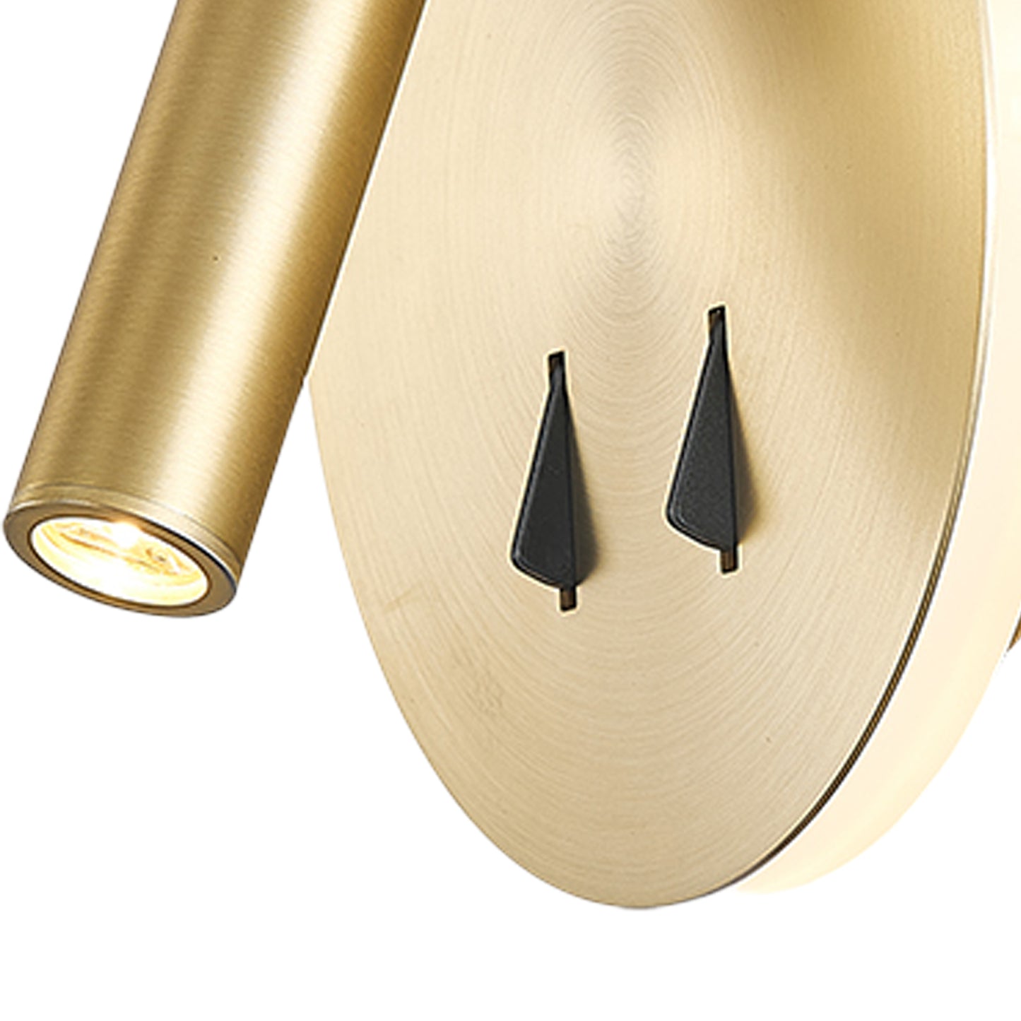 Cayman Round Wall + Reading Light, 6W + 3W LED, 3000K, 620lm Total, Individually Switched, Satin Gold, 3yrs Warranty by Mantra