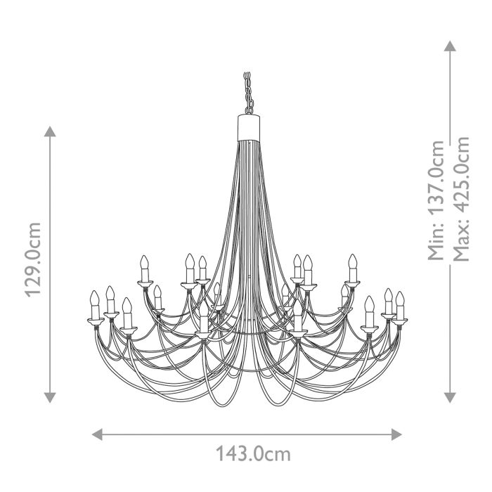 Carisbrooke 18 Light Chandelier - Black