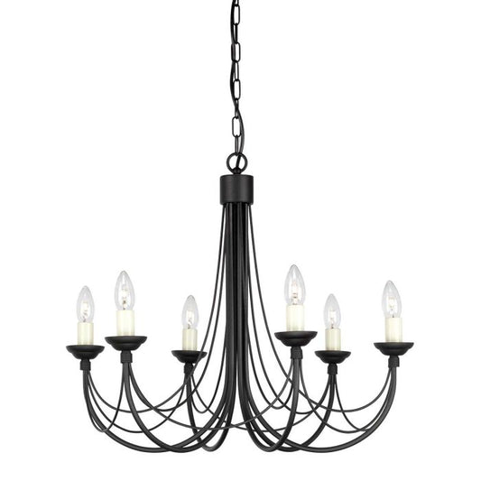 Carisbrooke 6 Light Chandelier - Black