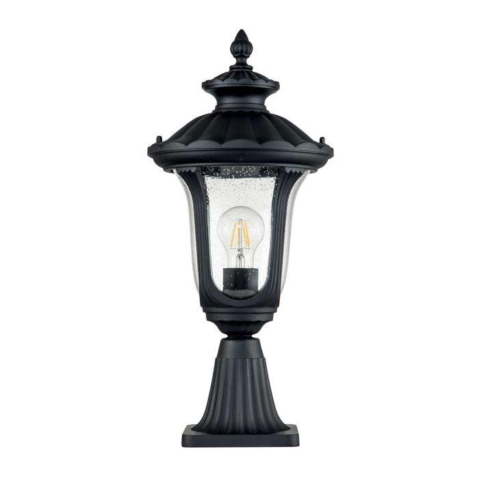 Chicago 1 Light Small Pedestal Lantern - Textured Black