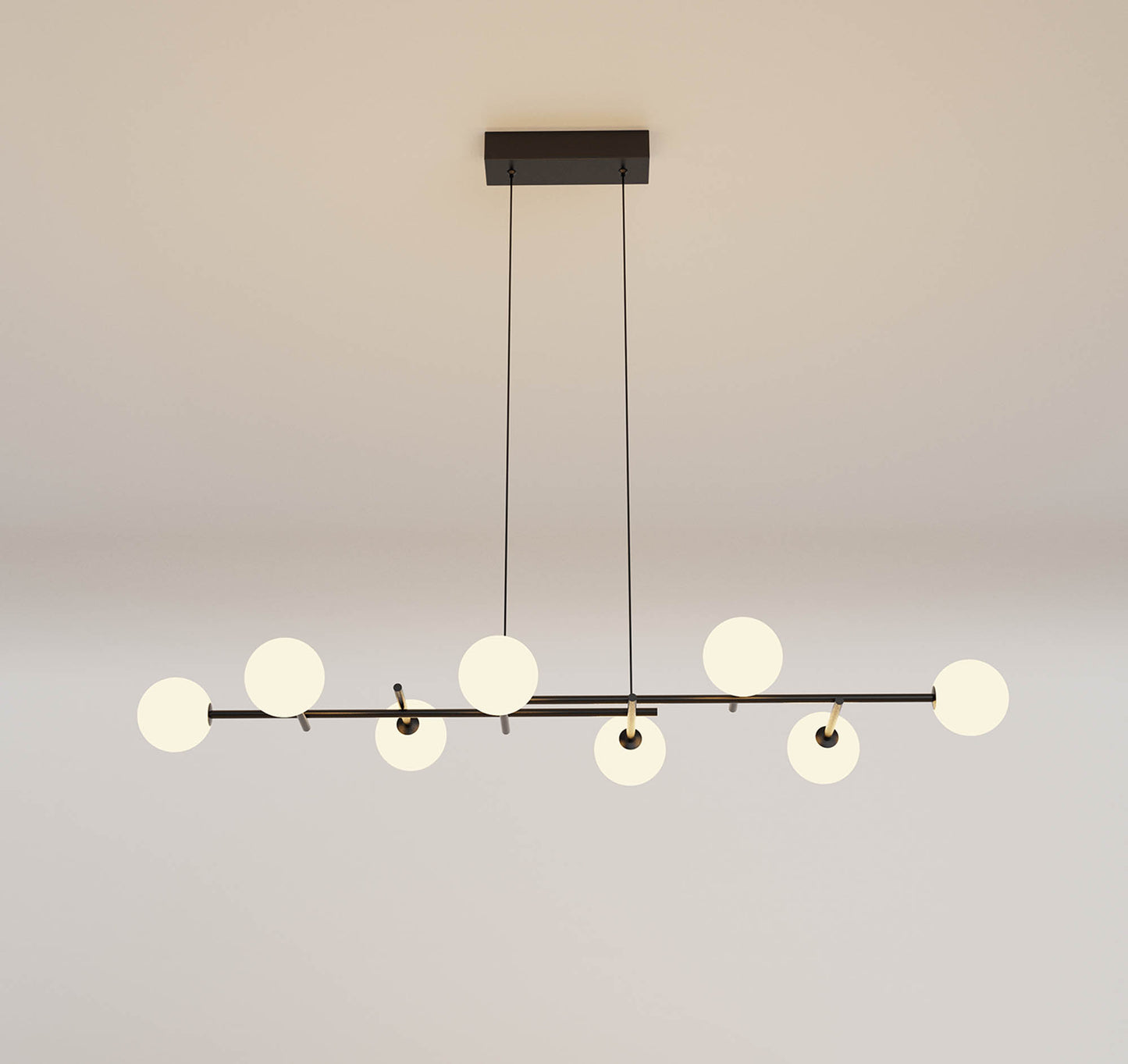 Cellar Linear Pendant 8 Light, Replaceable 5W LEDs, 3000K, Black by Mantra