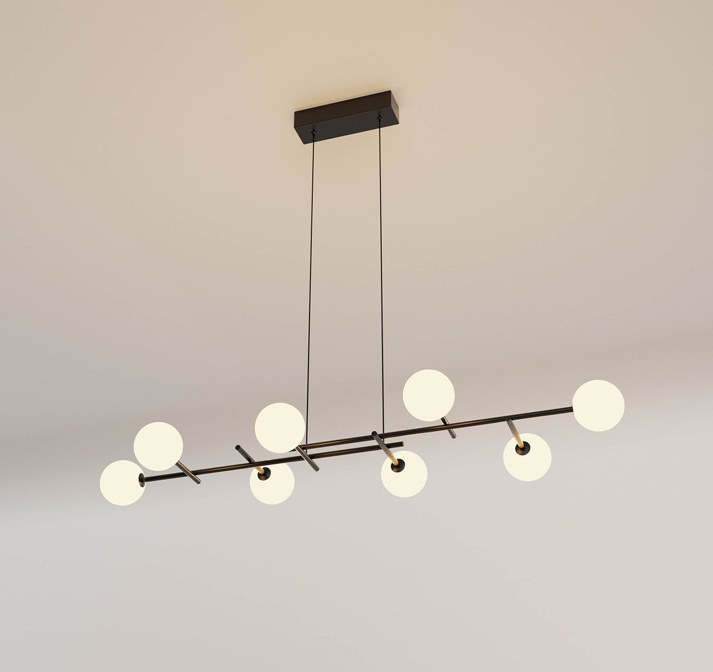 Cellar Linear Pendant 8 Light, Replaceable 5W LEDs, 4000K, Black by Mantra