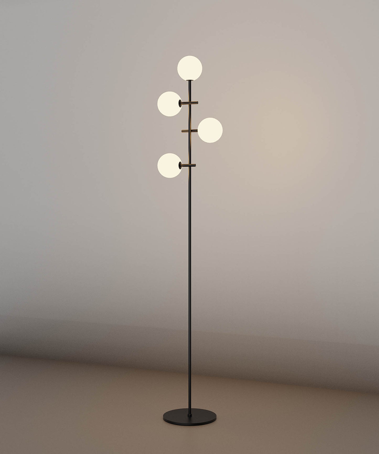 Cellar Floor Lamp 4 Light, Replaceable 5W LEDs, 3000K, Black by Mantra