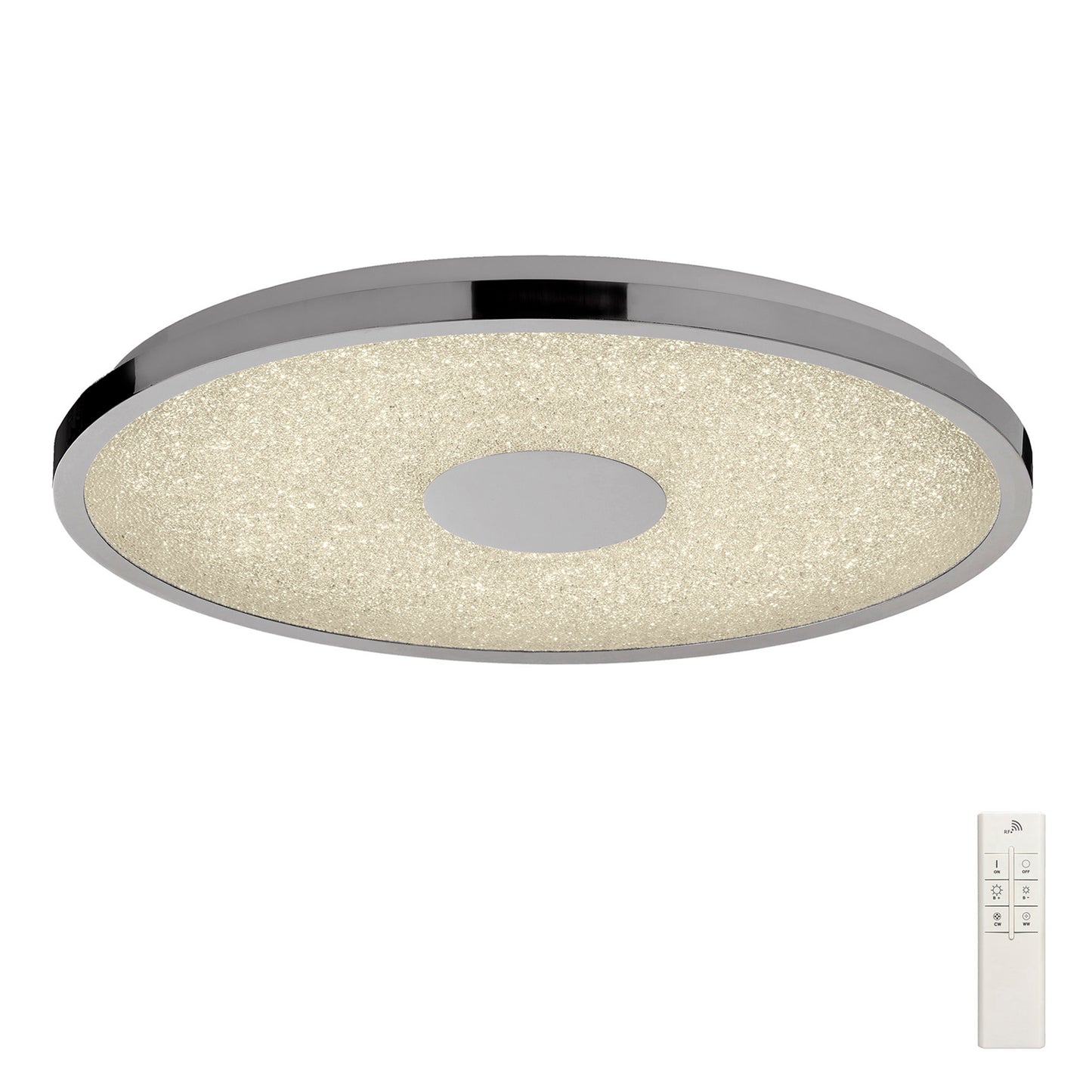 Centara Flush 48cm Round 40W LED 3000K-6500K Tuneable, 3200lm, Remote Control Chrome / Acrylic, 3yrs Warranty by Mantra