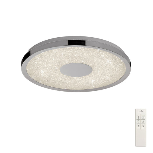 Centara Flush 38cm Round 18W LED 3000K-6500K Tuneable, 1680lm, Remote Control Chrome / Acrylic, 3yrs Warranty by Mantra