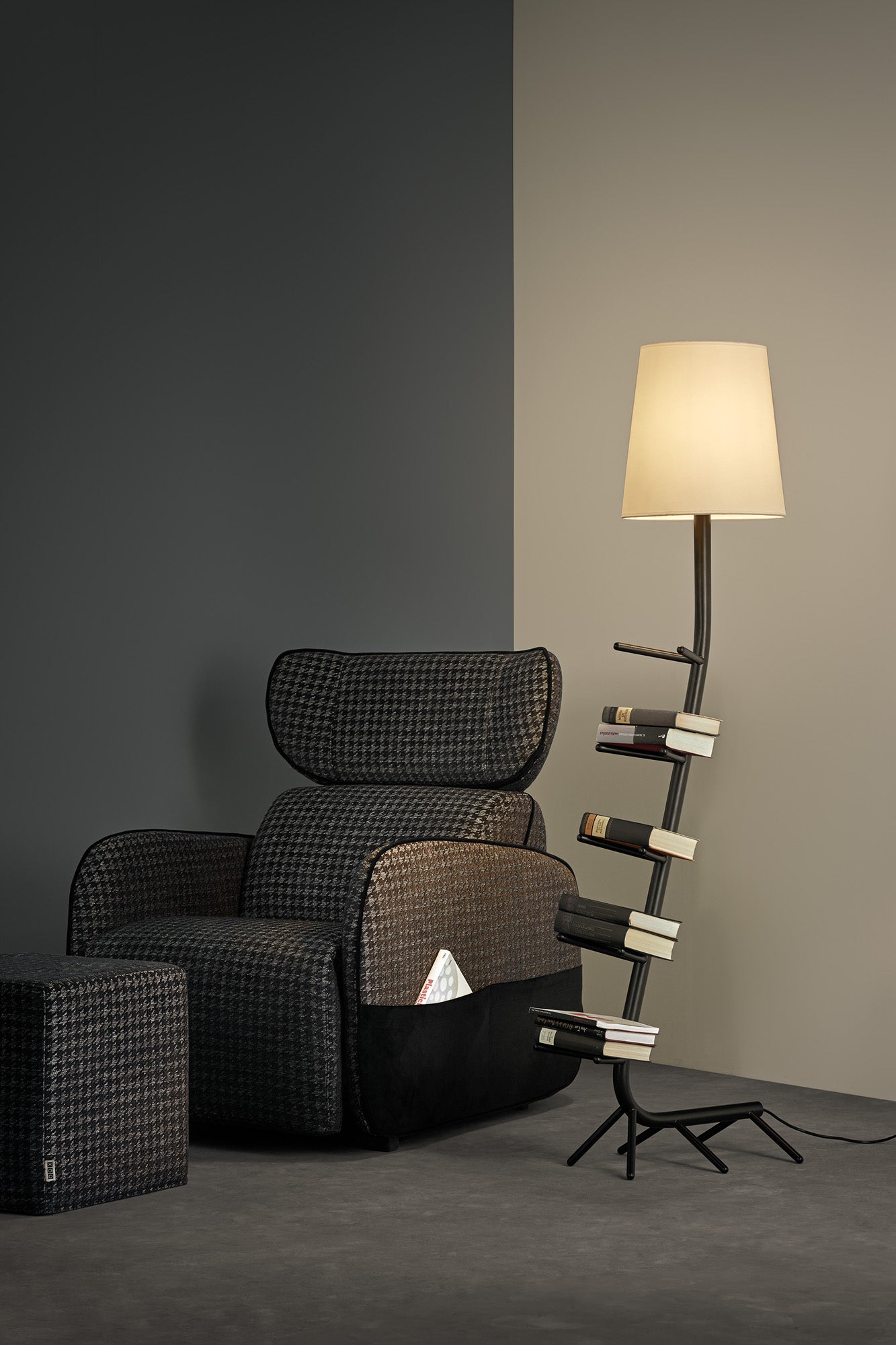 Centipede Floor Lamp With Shade, 1 x E27, Red / White by Mantra