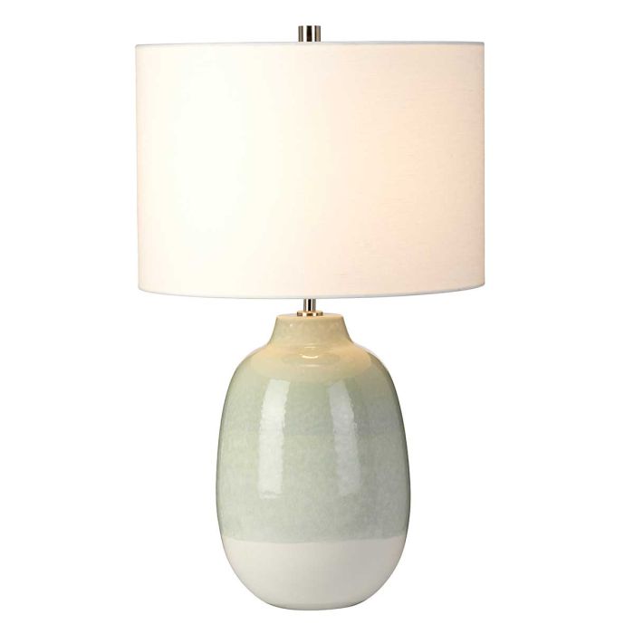 Chelsfield 1 Light Table Lamp - Pale Green and White with White Shade