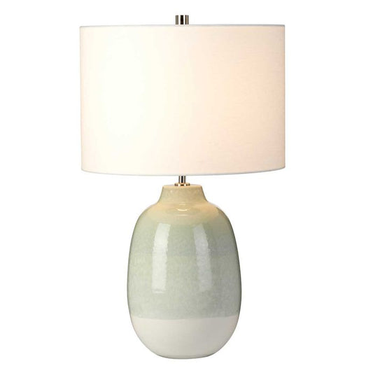 Chelsfield 1 Light Table Lamp - Pale Green and White with White Shade