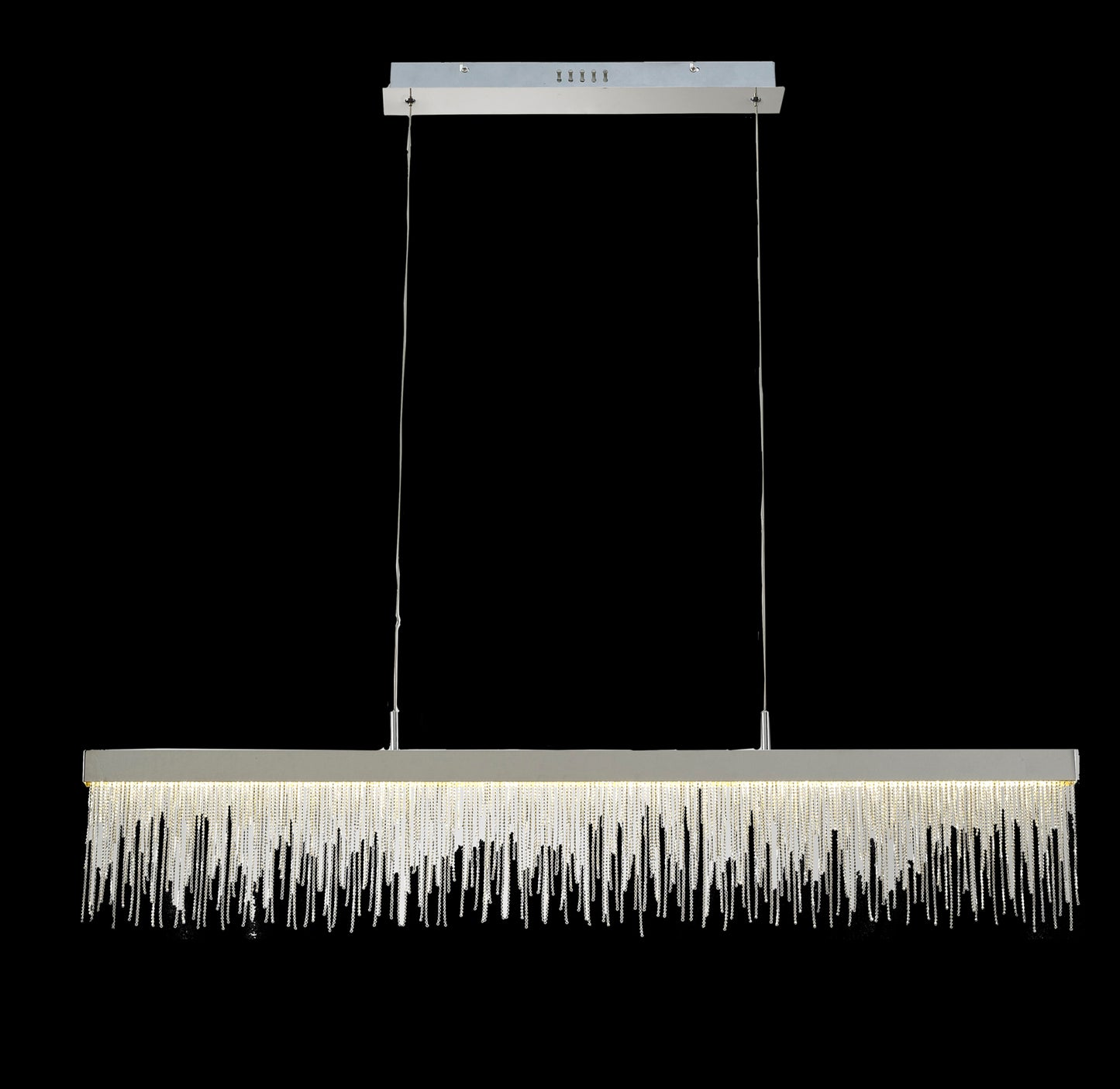 Cinna Linear Pendant 33W LED, 3000K, 3300lm, Polished Chrome / Crystal Chain, 3yrs Warranty by Mantra