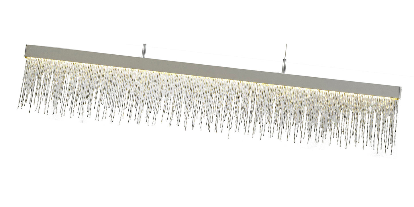 Cinna Linear Pendant 33W LED, 3000K, 3300lm, Polished Chrome / Crystal Chain, 3yrs Warranty by Mantra