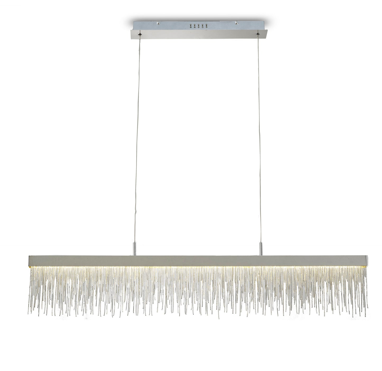 Cinna Linear Pendant 33W LED, 3000K, 3300lm, Polished Chrome / Crystal Chain, 3yrs Warranty by Mantra