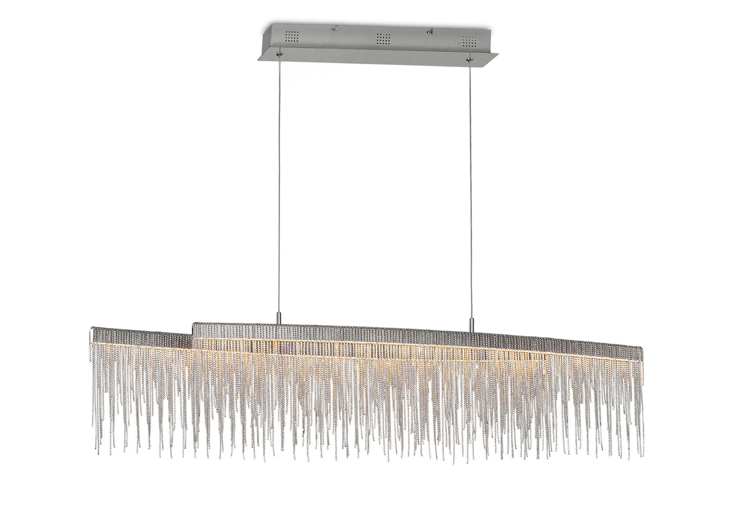 Cinna Linear Pendant 42W LED, 3000K, 4200lm, Polished Chrome / Crystal Chain, 3yrs Warranty by Mantra