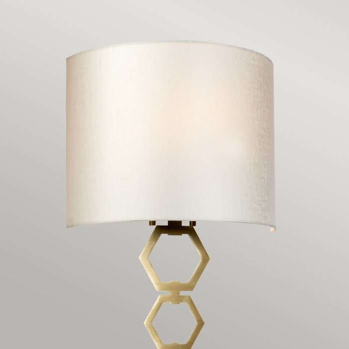 Clark Medium 1 Light Wall Light - Aged Brass with Ivory Faux Silk Shade