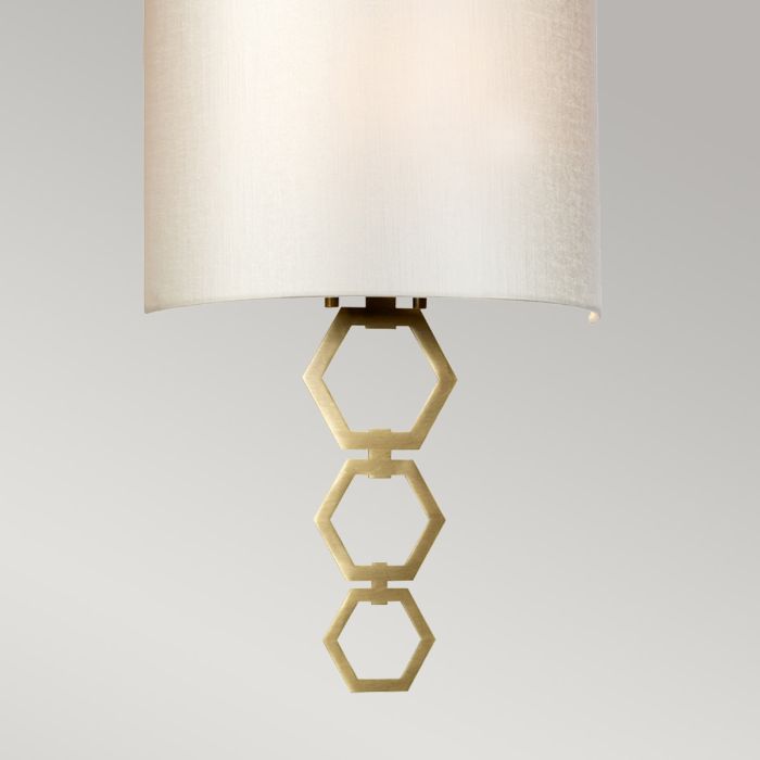 Clark Medium 1 Light Wall Light - Aged Brass with Ivory Faux Silk Shade