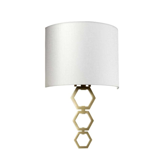 Clark Medium 1 Light Wall Light - Aged Brass with Ivory Faux Silk Shade