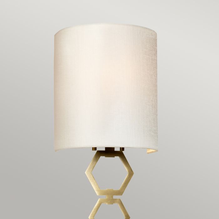 Clark Small 1 Light Wall Light - Aged Brass with Ivory Faux Silk Shade