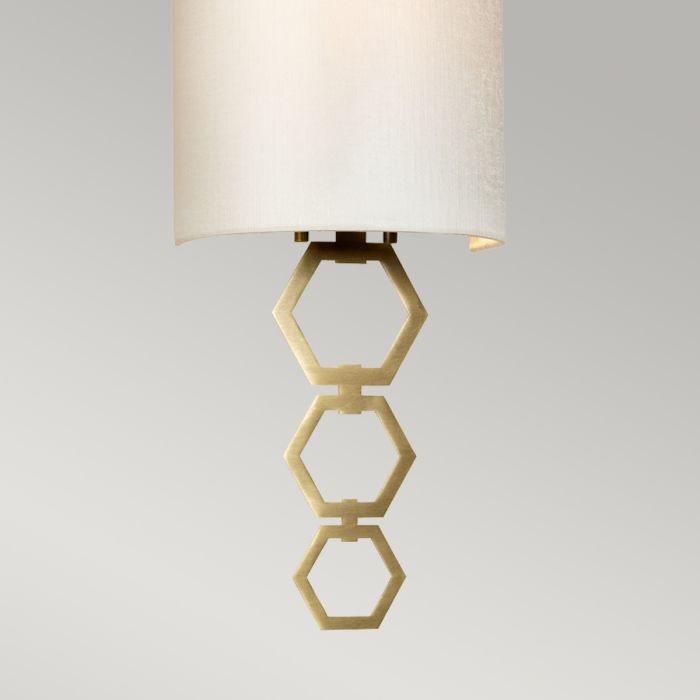 Clark Small 1 Light Wall Light - Aged Brass with Ivory Faux Silk Shade