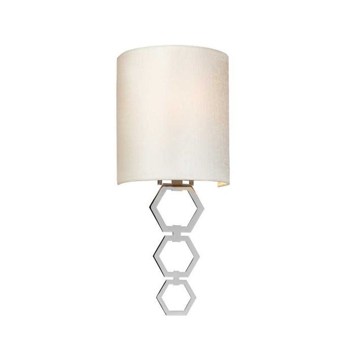 Clark Small 1 Light Wall Light - Polished Chrome with Ivory Faux Silk Shade