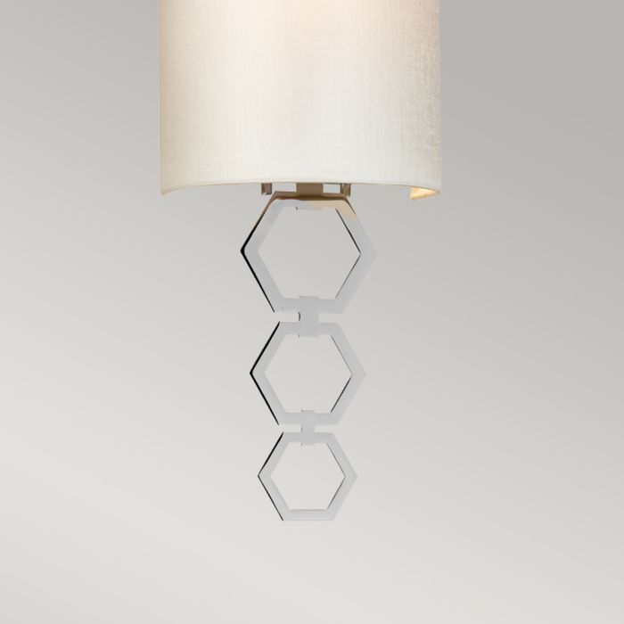 Clark Small 1 Light Wall Light - Polished Chrome with Ivory Faux Silk Shade