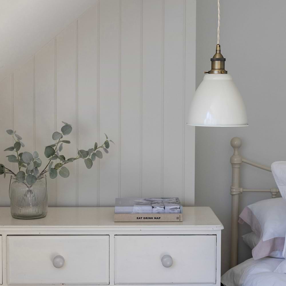 Classic Painted Pendant Light in Clay White
