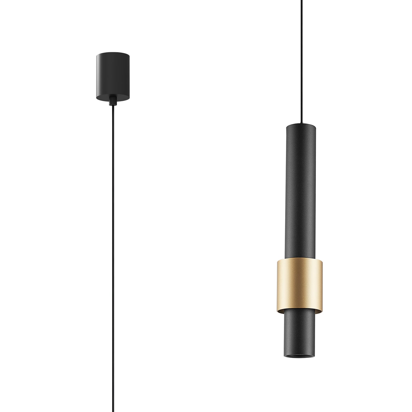 Clifton 1 Light Pendant, 7W LED, 3000K, 770lm, Black/Gold, 3yrs Warranty by Mantra