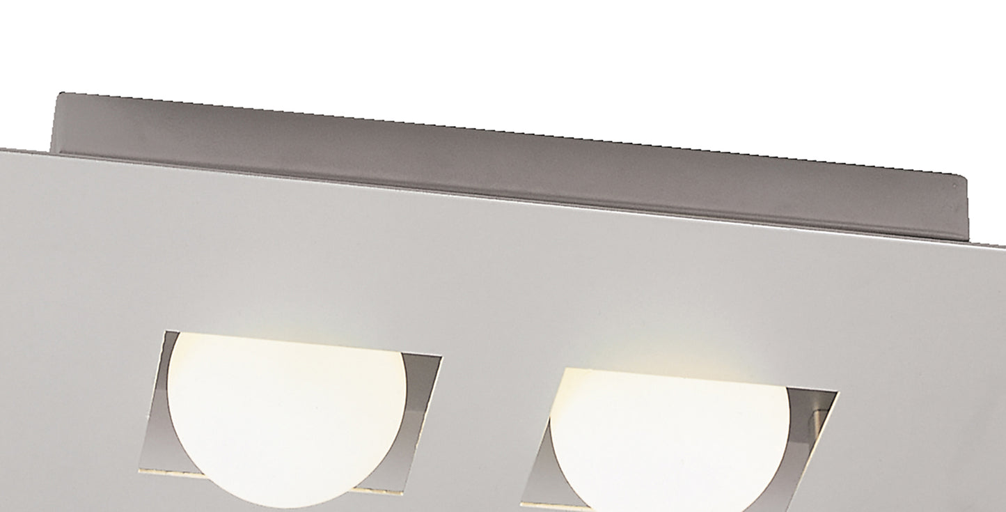 Cocoon Rectangular Flush Ceiling 2 Light G9, Silver/Frosted White Glass by Mantra