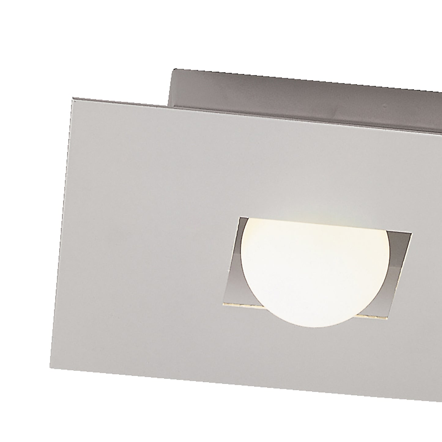 Cocoon Rectangular Flush Ceiling 2 Light G9, Silver/Frosted White Glass by Mantra