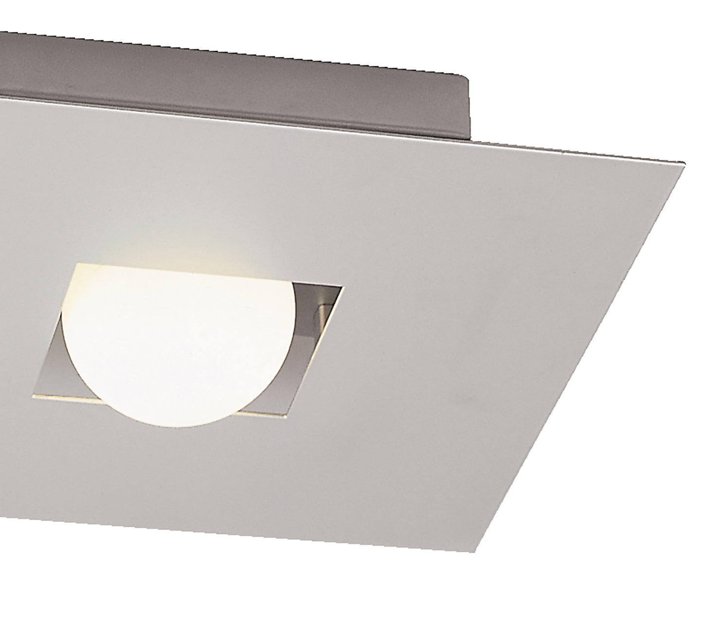 Cocoon Rectangular Flush Ceiling 2 Light G9, Silver/Frosted White Glass by Mantra