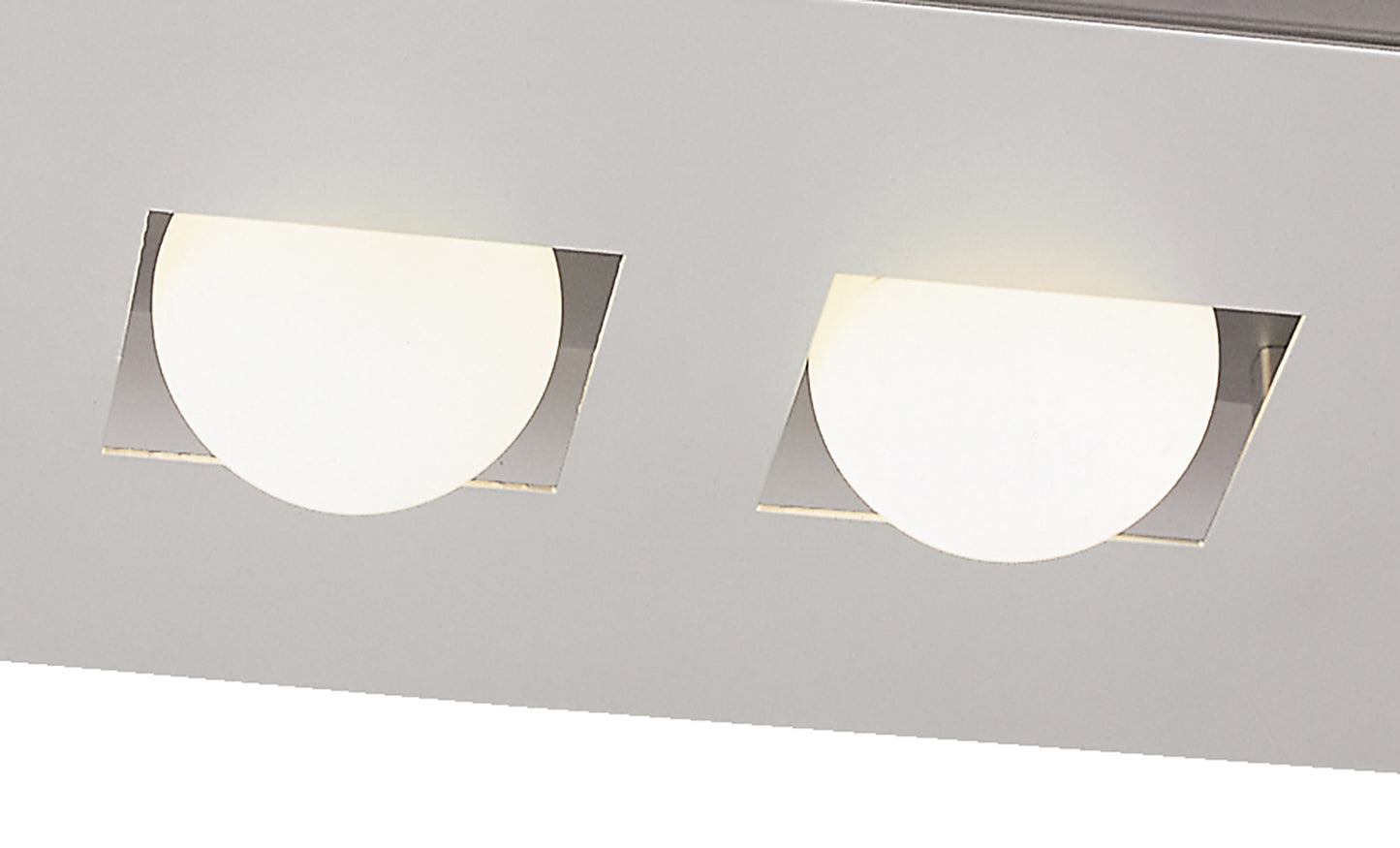 Cocoon Rectangular Flush Ceiling 2 Light G9, Silver/Frosted White Glass by Mantra