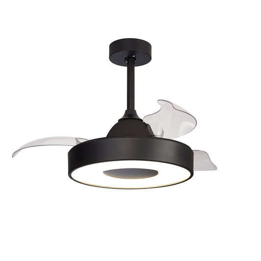 Coin Air 60W LED Dimmable Ceiling Light With Built-In 30W DC Reversible Fan, Remote & APP Control, Black, 3300lm, 5yrs Warranty by Mantra