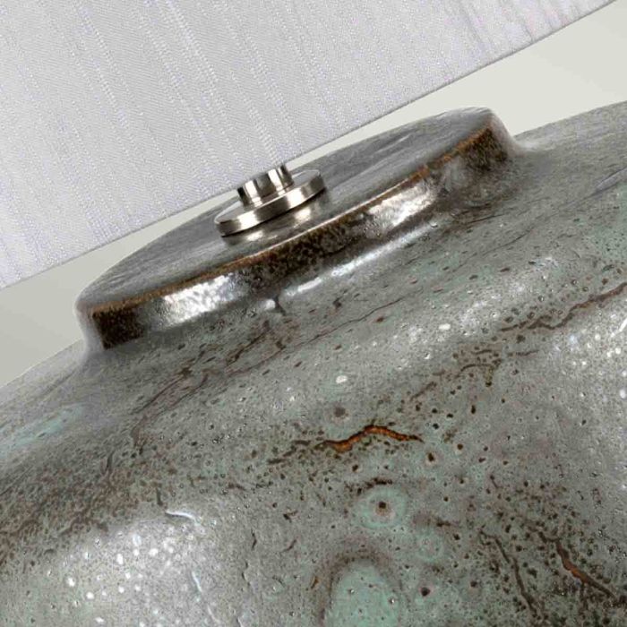 Columbus 1 Light Table Lamp - Aged Verdigris with Light Grey Shade