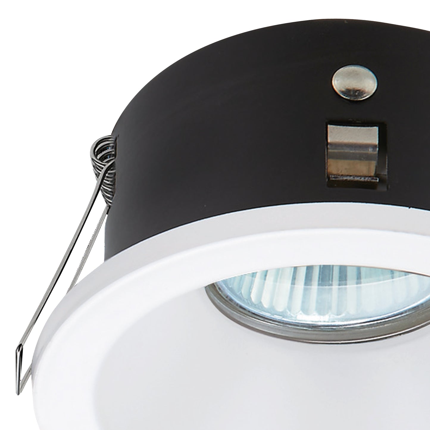 Comfort GU10 Downlight Round, 1 x GU10 (Max 12W), IP54, Matt White, Cut Out: 75mm, 2yrs Warranty, Lampholder Included by Mantra