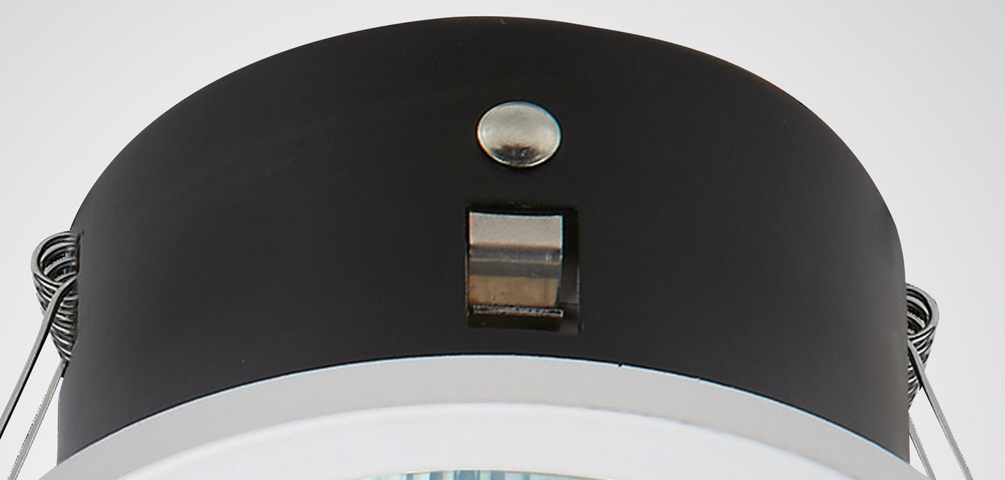 Comfort GU10 Downlight Round, 1 x GU10 (Max 12W), IP54, Matt Black, Cut Out: 75mm, 2yrs Warranty, Lampholder Included by Mantra