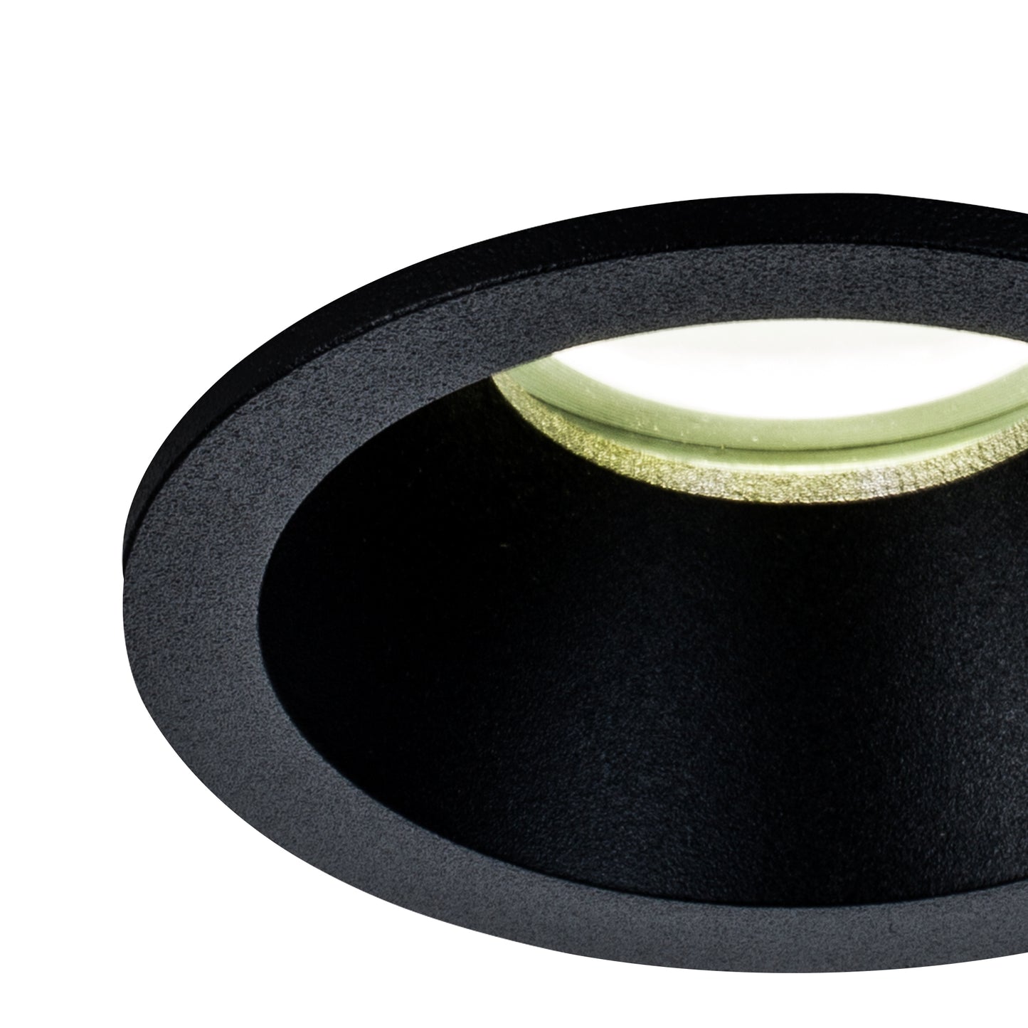 Comfort GU10 Downlight Round, 1 x GU10 (Max 12W), IP54, Matt Black, Cut Out: 75mm, 2yrs Warranty, Lampholder Included by Mantra