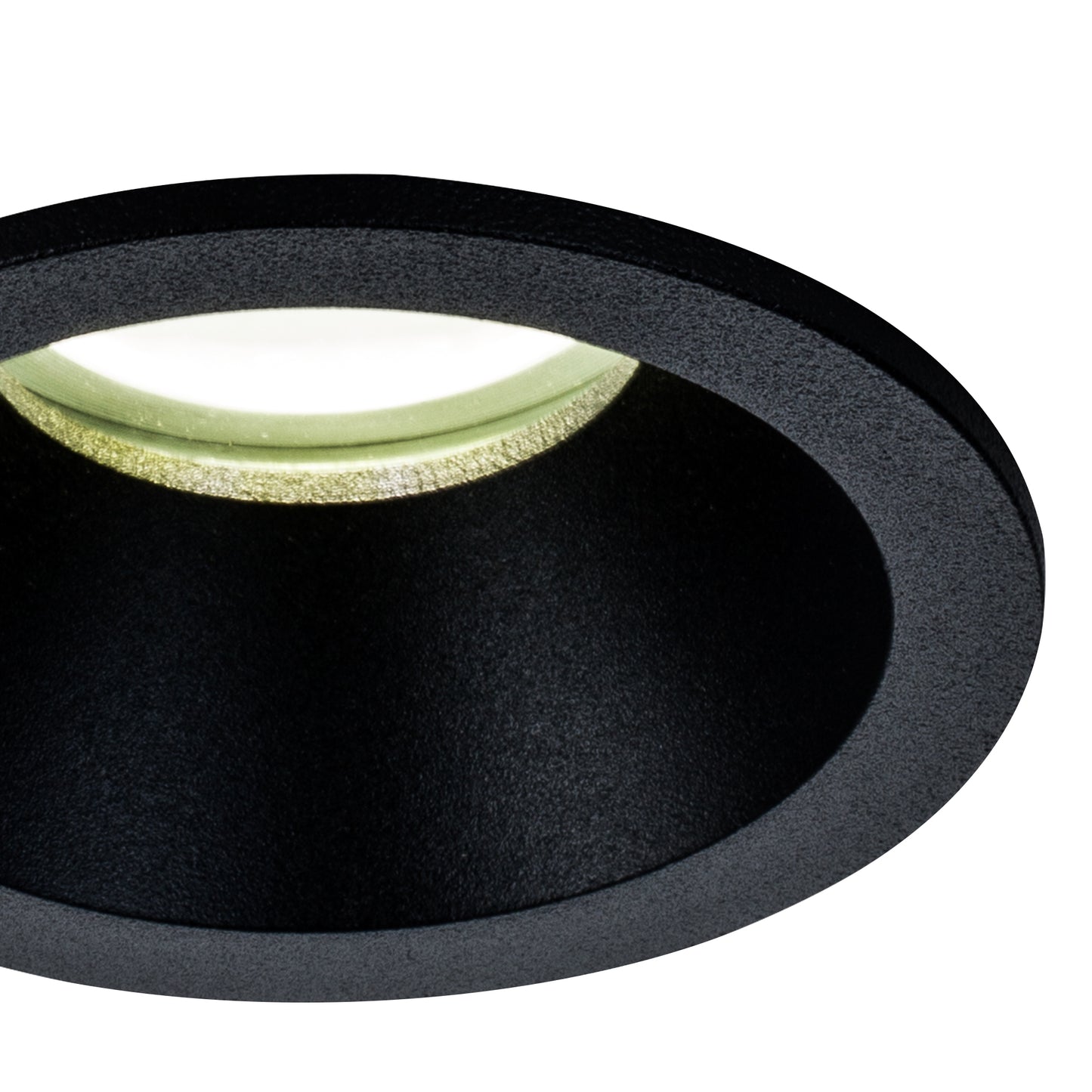 Comfort GU10 Downlight Round, 1 x GU10 (Max 12W), IP54, Matt Black, Cut Out: 75mm, 2yrs Warranty, Lampholder Included by Mantra