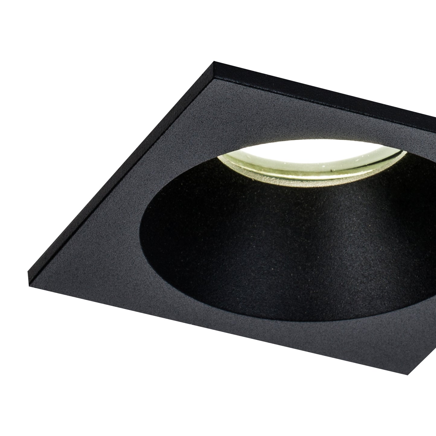 Comfort GU10 Downlight Square, 1 x GU10 (Max 12W), IP54, Matt Black, Cut Out: 75mm, 2yrs Warranty, Lampholder Included by Mantra