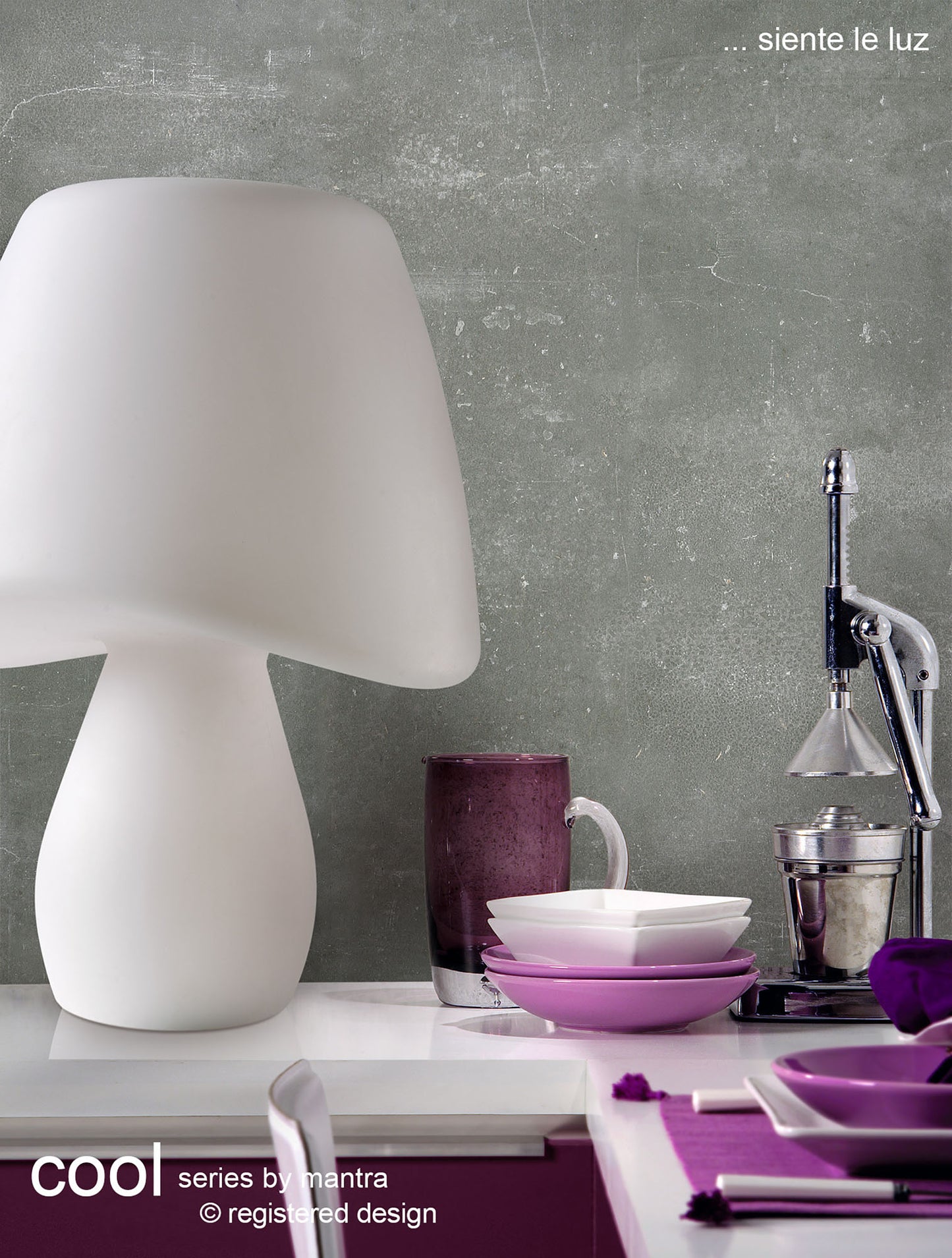 Cool Table Lamp 2 Light E27 In Line Switch Indoor, Opal White by Mantra