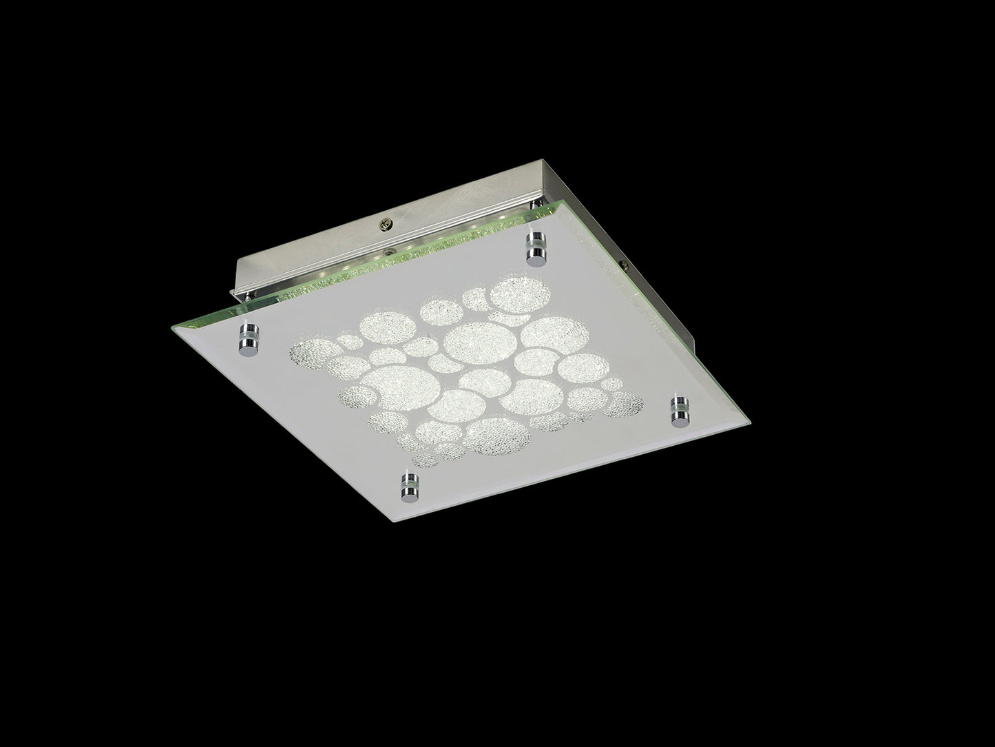 Coral Flush 25cm Square 15.5W LED 4000K Chrome / Crystal Sand, 620lm, 3yrs Warranty by Mantra