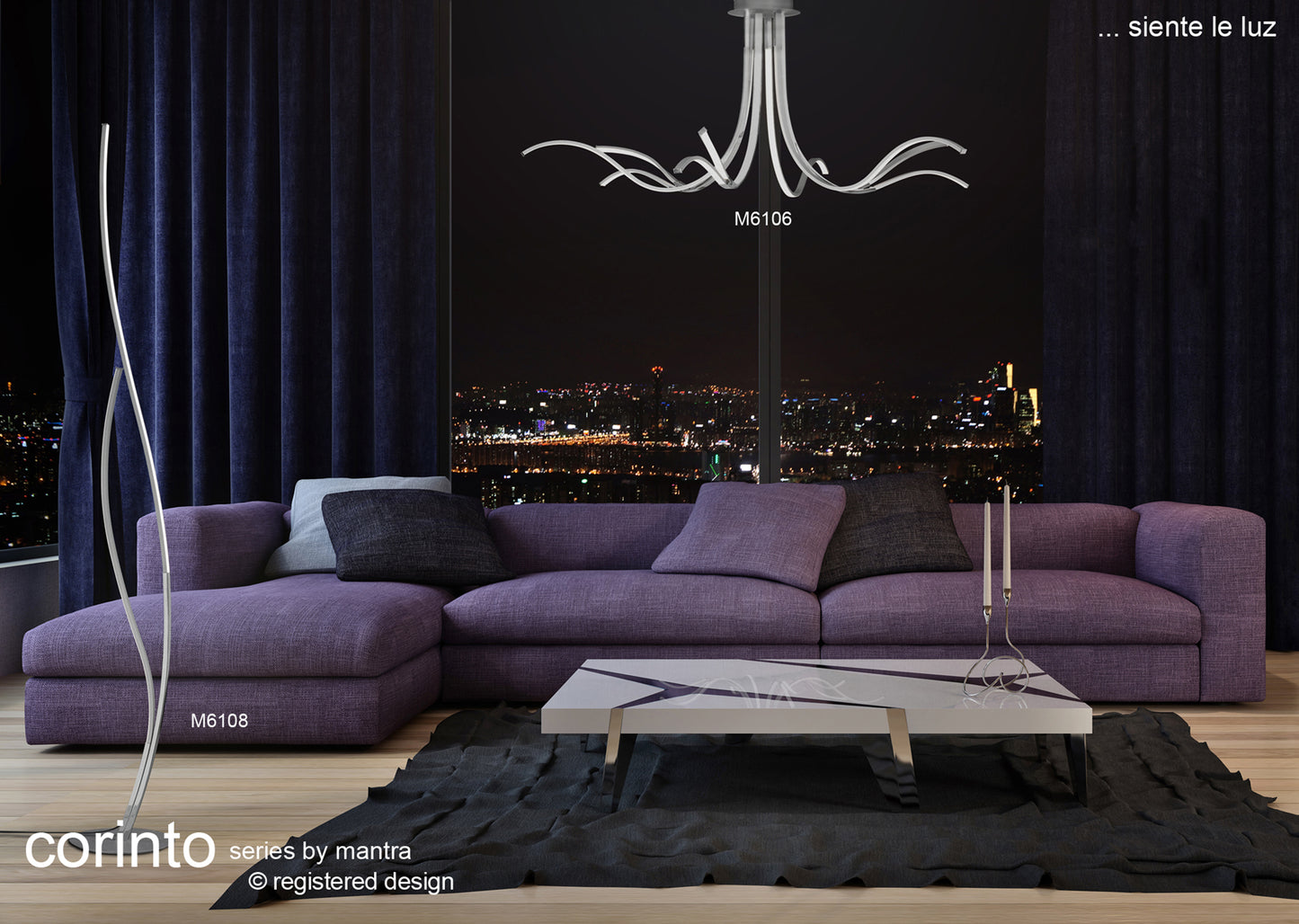 Corinto Table Lamp 84cm, 12W LED, 3000k, 960lm, Silver Chrome, Touch Dimmer, 3yrs Warranty by Mantra