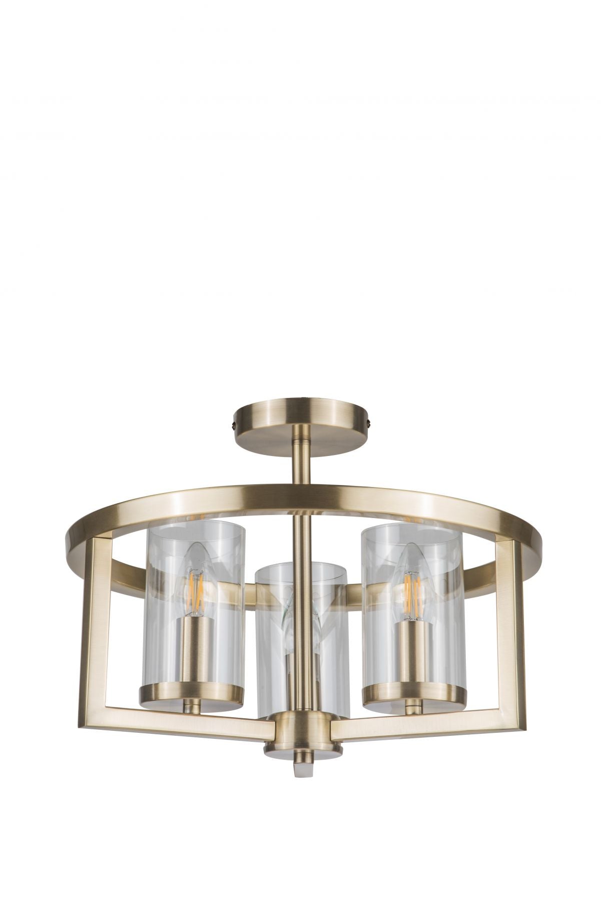 Costello 3 Light Semi Flush Antique Brass