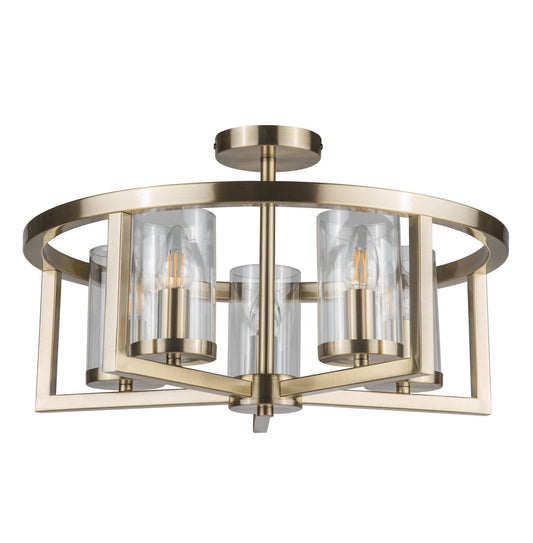 Costello 5 Light Semi Flush Antique Brass