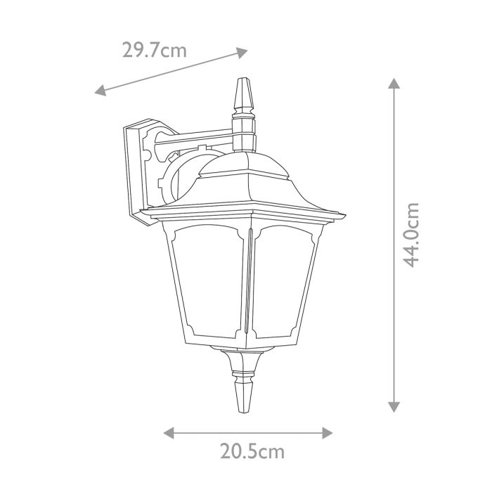 Chapel 1 Light Down Wall Lantern - Black