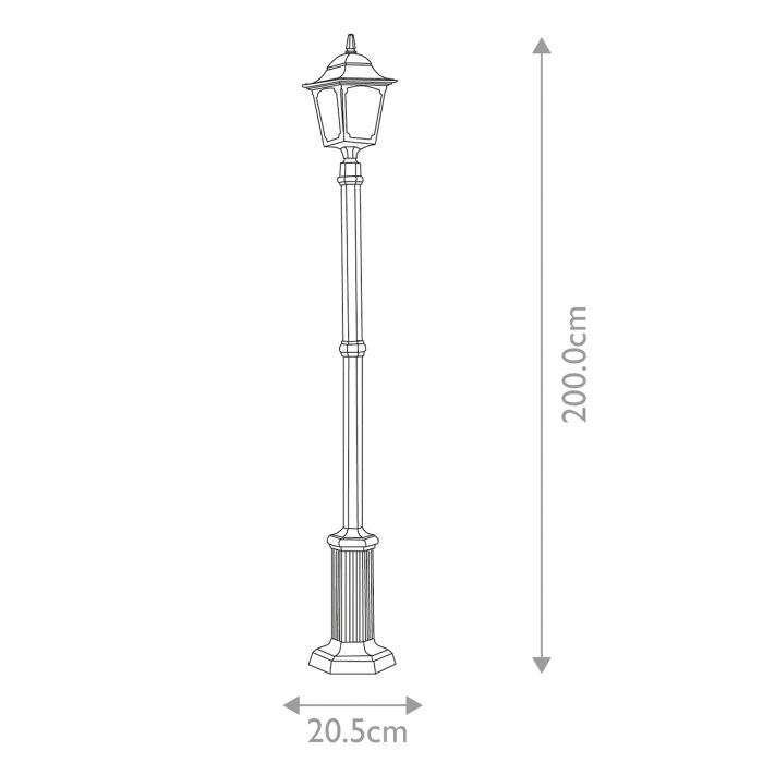 Chapel 1 Light Lamp Post - Black