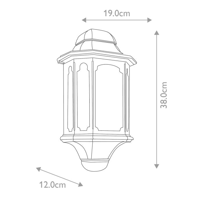 Chapel 1 Light Half Lantern - Black