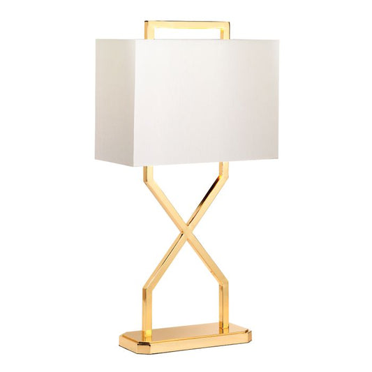 Cross Table Lamp - Polished Gold with Ivory Shade
