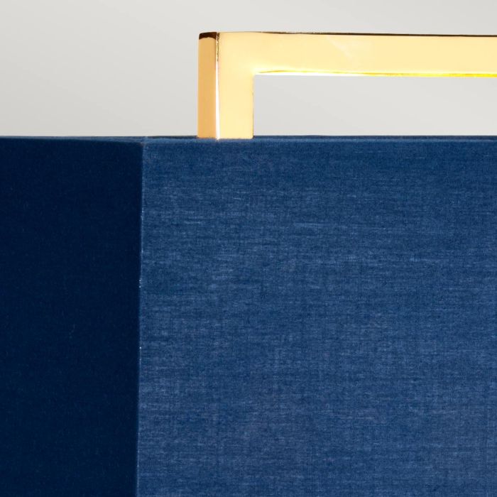 Cross Table Lamp - Polished Gold with Navy Blue Shade